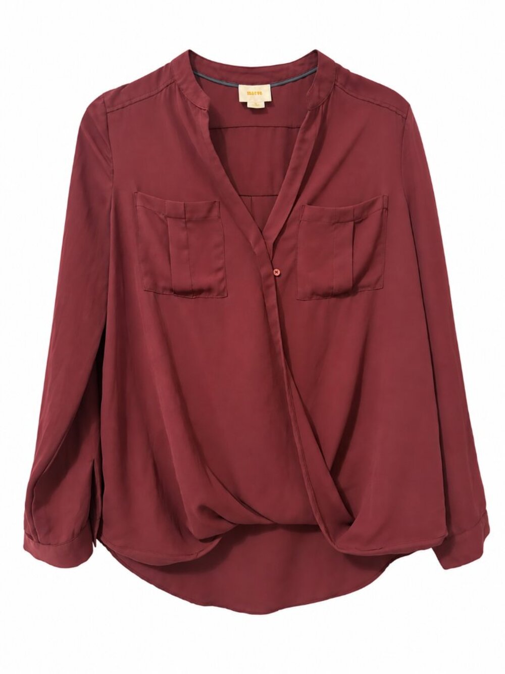 Maeve Anthropologie Mauve Burgundy Plus Draped Surplice Blouse Size 10